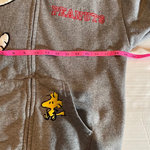Peanuts Snoopy Woodstock Graphic Full Zip Hoodie Heather Charcoal XS - Picture 6 of 7